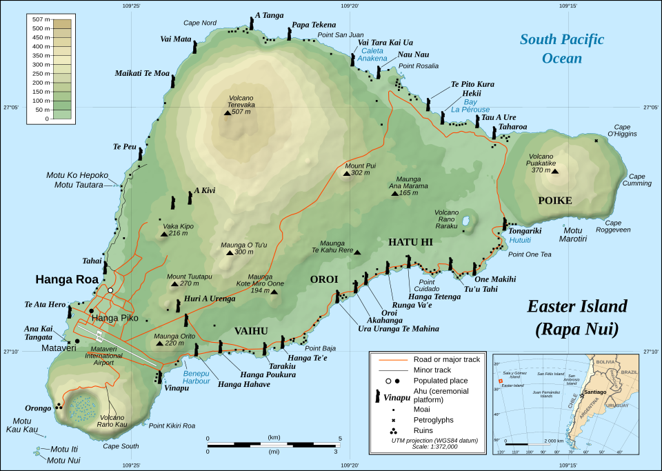 Ponto Turístico Rano Kau em Ilha de Páscoa