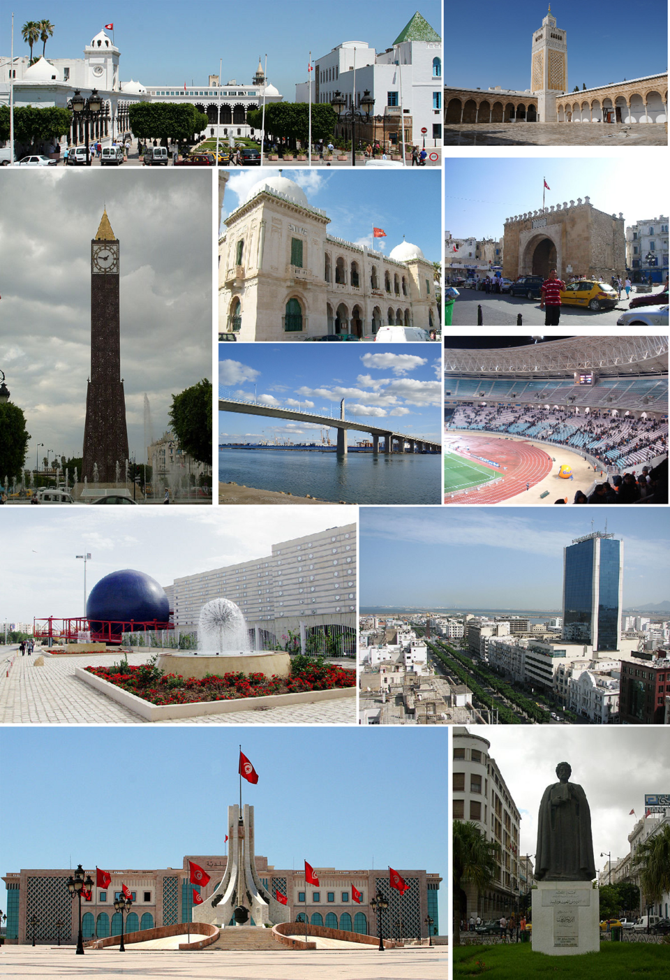 Ponto Turístico Praça da Independência e a Avenida Habib Bourguiba em Tunes